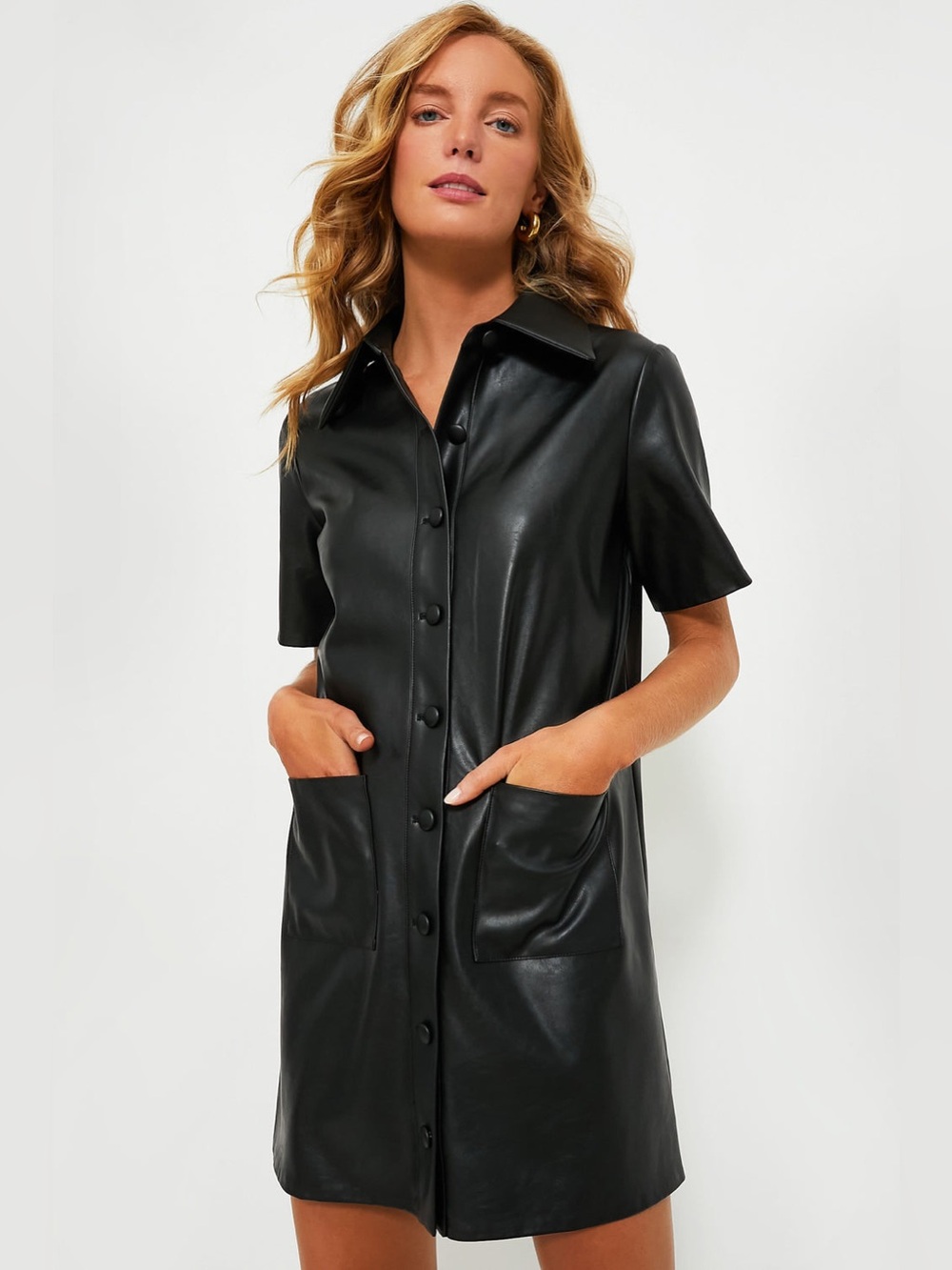 TUCKERNUCK Black Leather Violetta Shirt Dress size Small